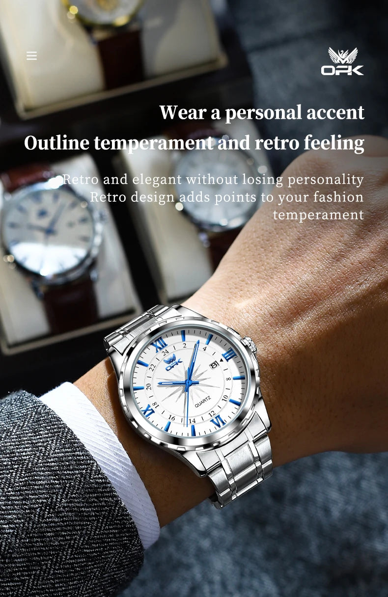 Reloj Hombre OPK Clásico Acero Inoxidable Resistente al Agua – HyperKit