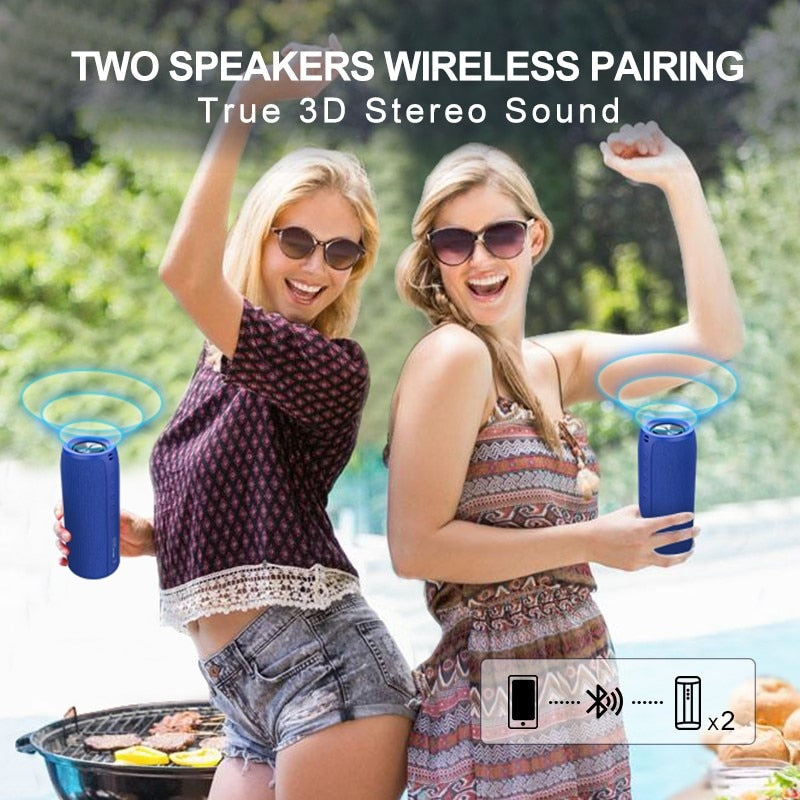 Altavoz Bluetooth 5.0 Portátil 360° con Subwoofer y Resistente al Agua – HyperKit